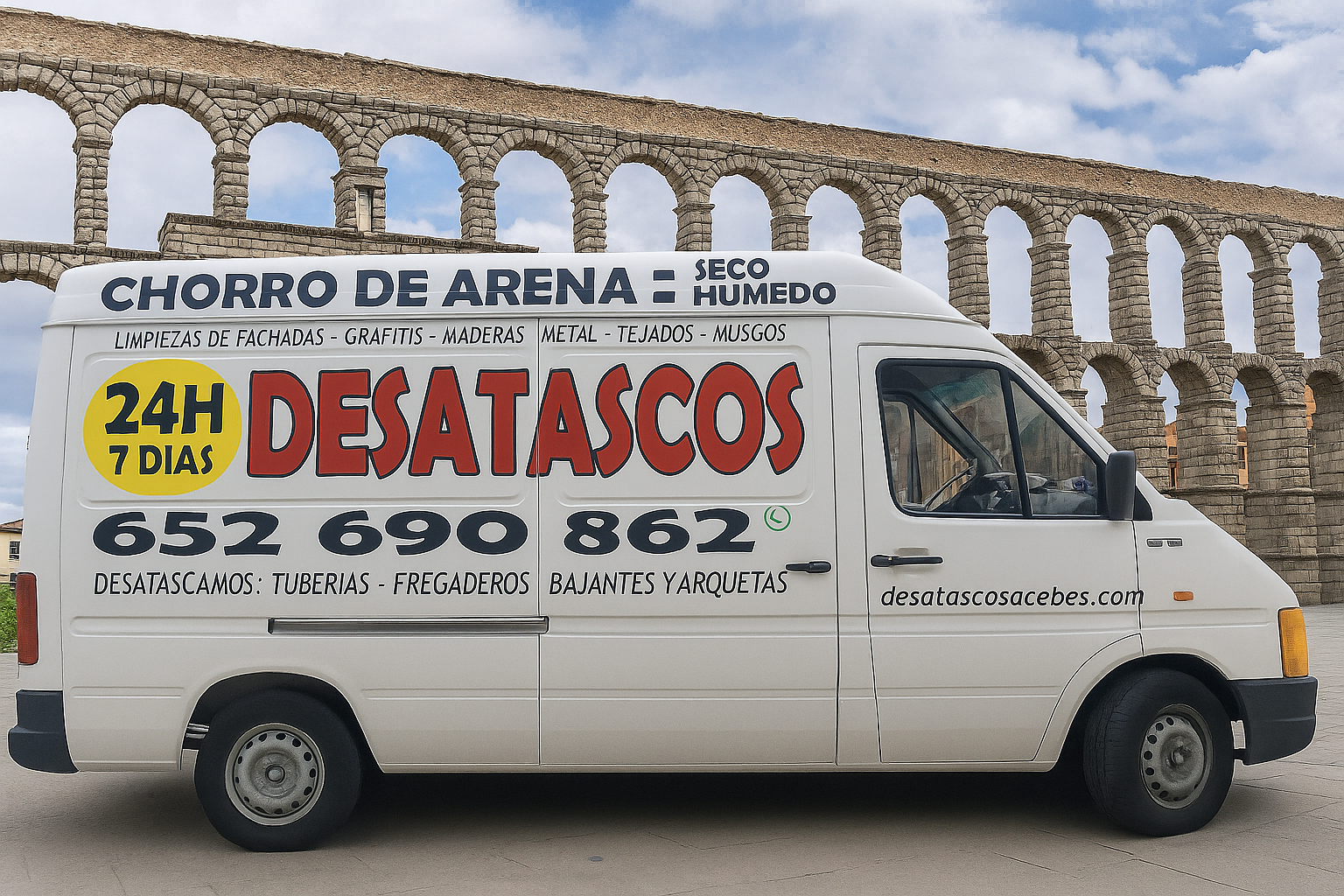 Foto de un trabajo de desatascos o limpieza de fachadas en Segovia