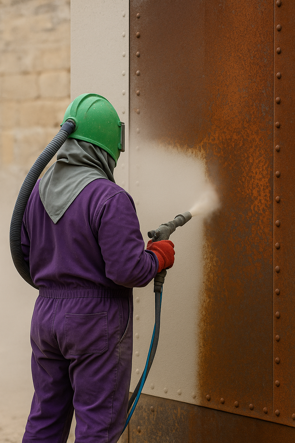 Estructura metálica oxidada antes de limpiar